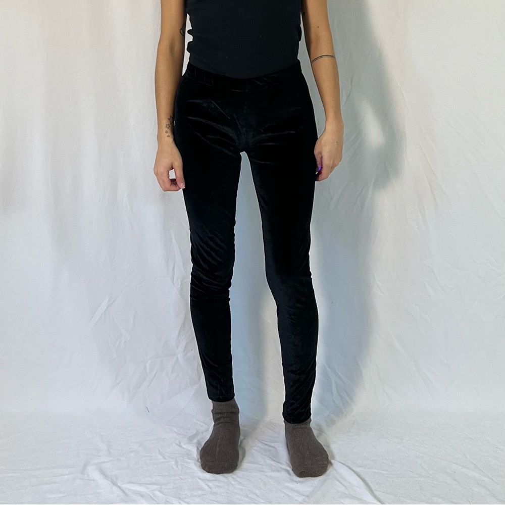 Shosho Velvet Black Pull On Pants Leggings - Picture 2 of 9